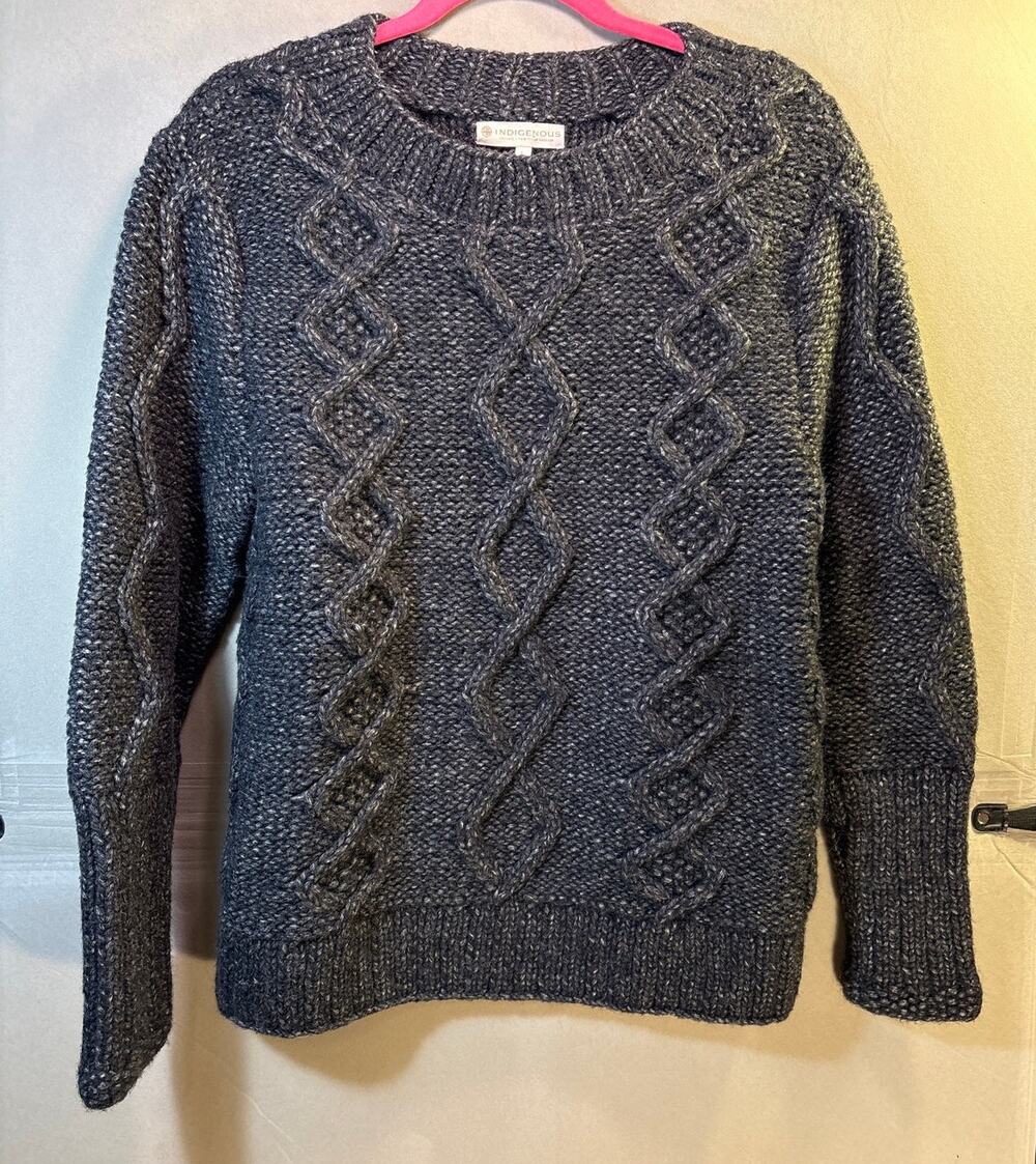 Indigenous Organic Fair Trade Alpaca/Organic cotton/Wool Cable Knit Ladies Large